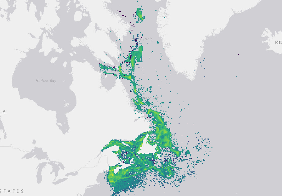 Mapping Commercial Fishing Pressure in Eastern Canada from Logbook Data (2000–2020)