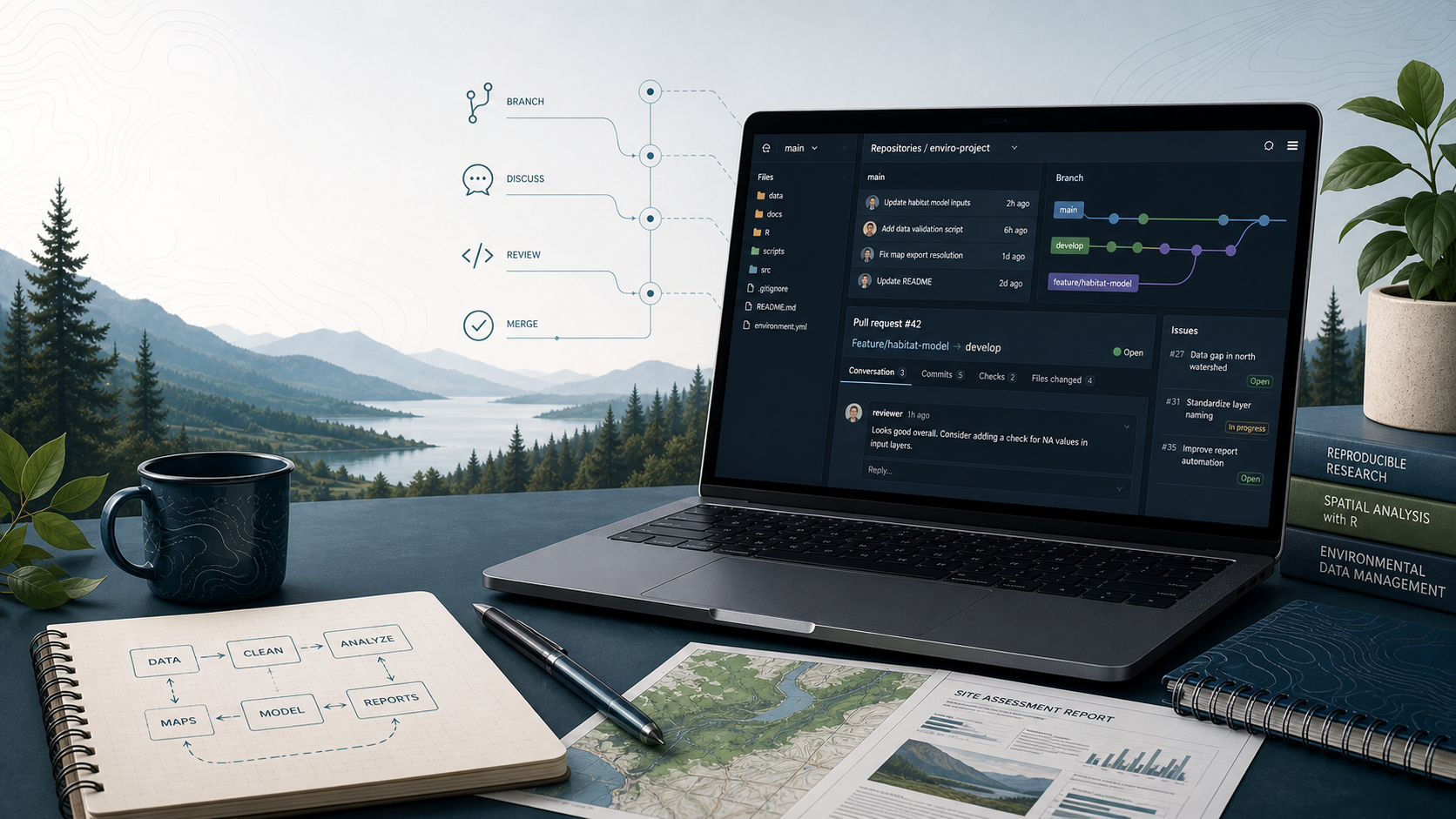 Practical Git and GitHub for Environmental Collaboration workshop cover